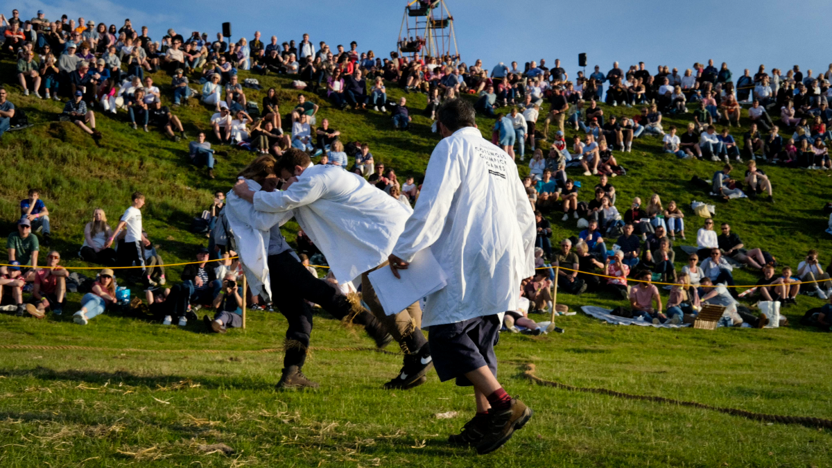 Two men getting the shin kicked out of each other