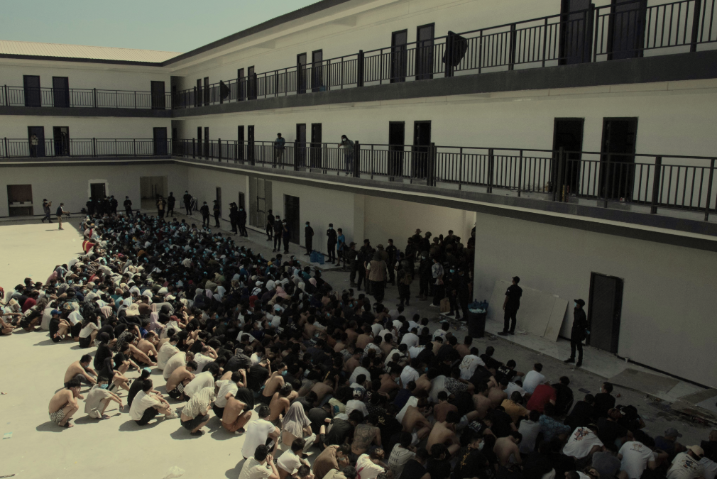 Trafficked workers after being rescued from a scam centre in Myanmar in February 2025