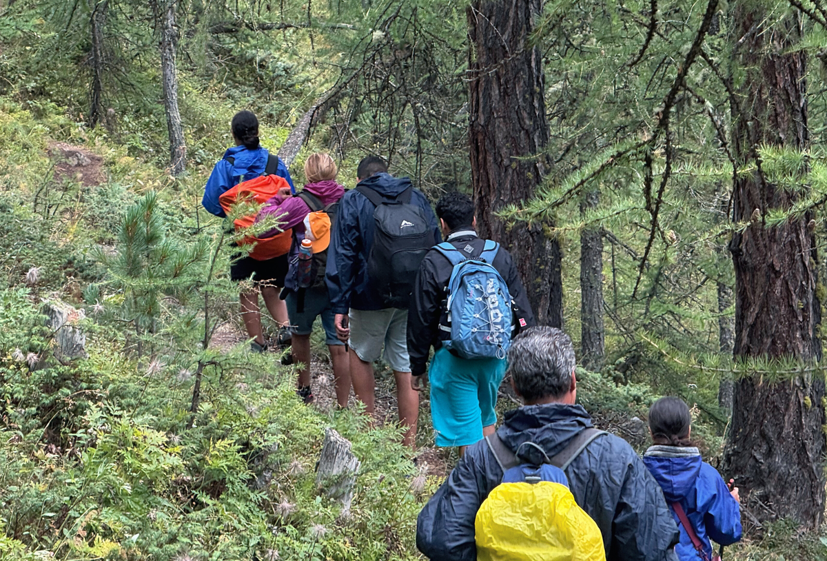 Nesrine and her family in the Alps above Montgenèvre